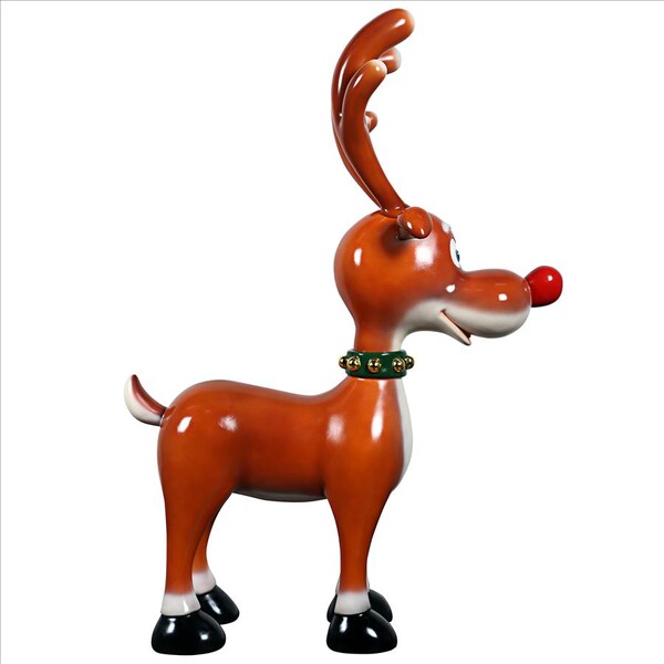 Design Toscano Jolly Holly, Santa's Red-Nosed Christmas Reindeer Statue - NE210067