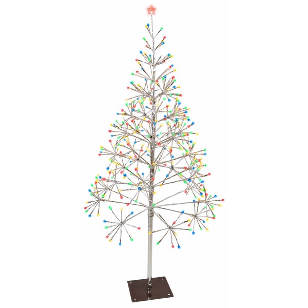 Celebrations Celebrations Platinum LED Multi Shimmering Tree 4.5 ft. Pathway Decor - LBTR45SLVMUTWA