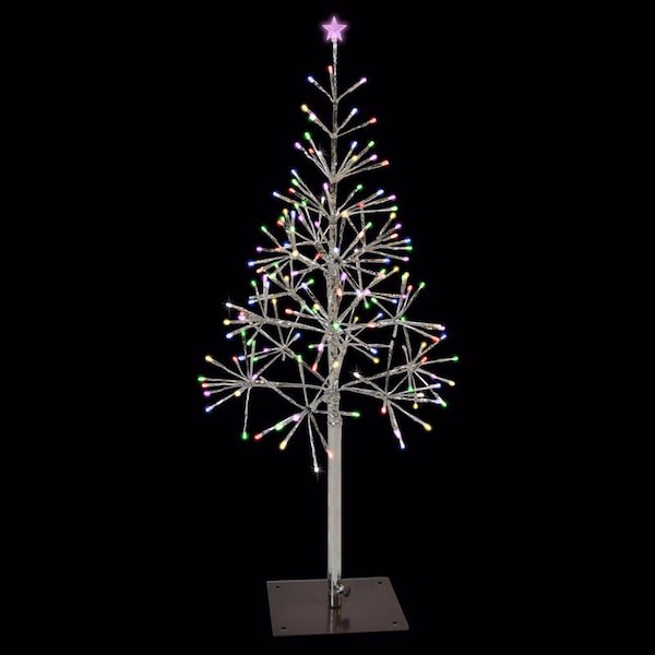Celebrations Celebrations Platinum LED Multi Shimmering Tree 4.5 ft. Pathway Decor - LBTR45SLVMUTWA