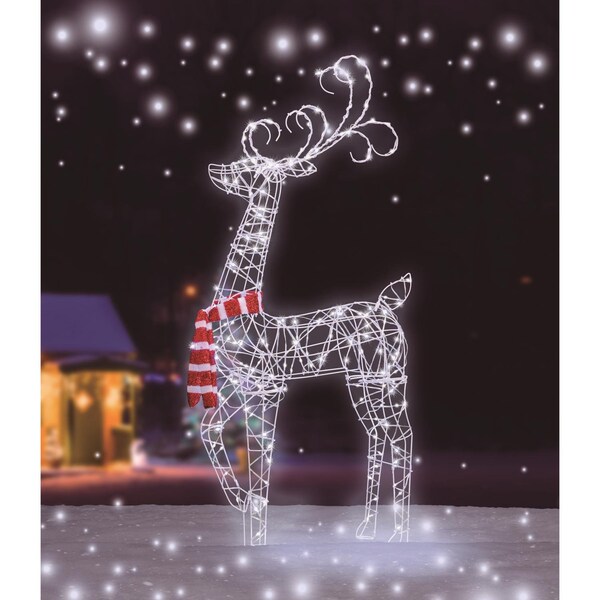 Celebrations Celebrations LED Cool White Ornate Wire Buck 4 ft. Yard Decor - 21DH07222