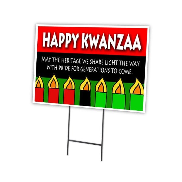 Signmission Happy Kwanza Share L Yard Sign & Stake outdoor plastic coroplast window - C-1824 HAPPY KWANZA SHARE L