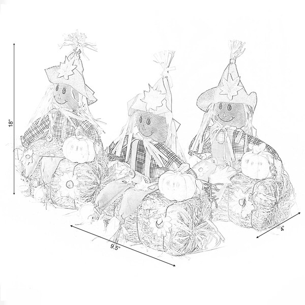 Gardenised Outdoor Fall Decor Halloween Scarecrow for Garden Ornament Sitting on Hay Bale, Straw Multicolor - QI004088