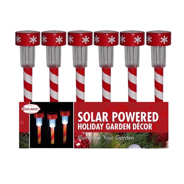 Alpine Alpine LED Cool White Solar Powered Lighted Candy Cane Stake 14 in. Pathway Decor - SLZ136BB-48
