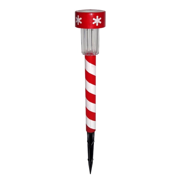 Alpine Alpine LED Cool White Solar Powered Lighted Candy Cane Stake 14 in. Pathway Decor - SLZ136BB-48