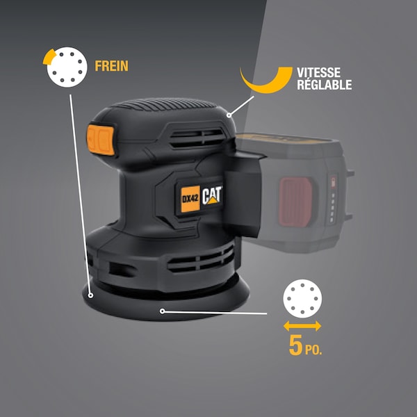Caterpillar Cat 18V Cordless Random Orbit 5 in. Sander/6 in. Polisher-Tool Only - DX42B