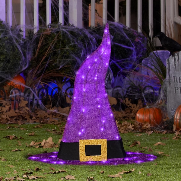 Gemmy Gemmy Purple 50 ct 30 in. LED Prelit Witch Hat Yard Decor - 550540
