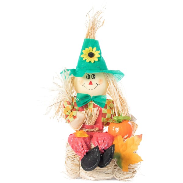 Gardenised Garden Scarecrows Sitting on Hay Bale, PK 3 - QI003721