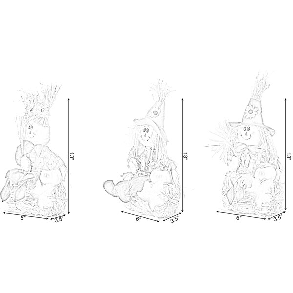 Gardenised Garden Scarecrows Sitting on Hay Bale, PK 3 - QI003721