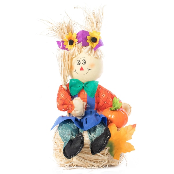 Gardenised Garden Scarecrows Sitting on Hay Bale, PK 3 - QI003721