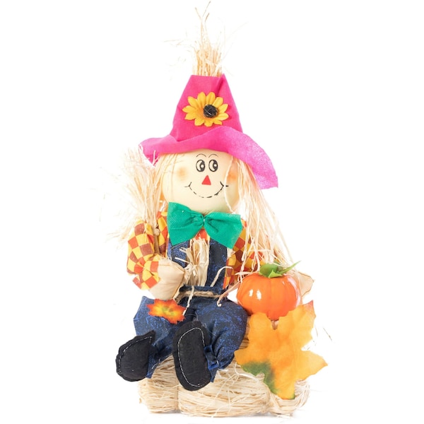 Gardenised Garden Scarecrows Sitting on Hay Bale, PK 3 - QI003721