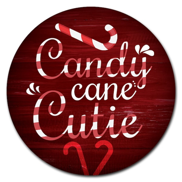 Signmission Corrugated Plastic Sign With Stakes 16in Circular-Candy Cane Cutie - C-16-CIR-WS-CANDY CANE CUTIE