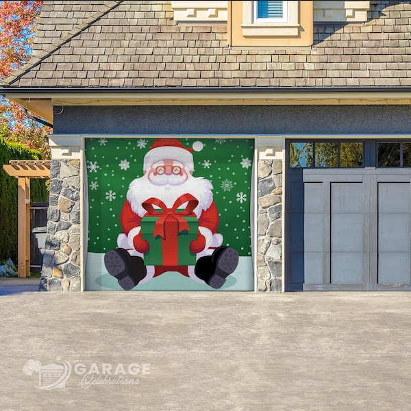 Celebrations Garage Celebrations Santa 7 ft. x 8 ft. Garage Door Cover - RE1-07-08-005