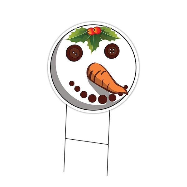 Amistad Corrugated Plastic Sign with Stakes 16 in. Circular - Snowman - AM2179969
