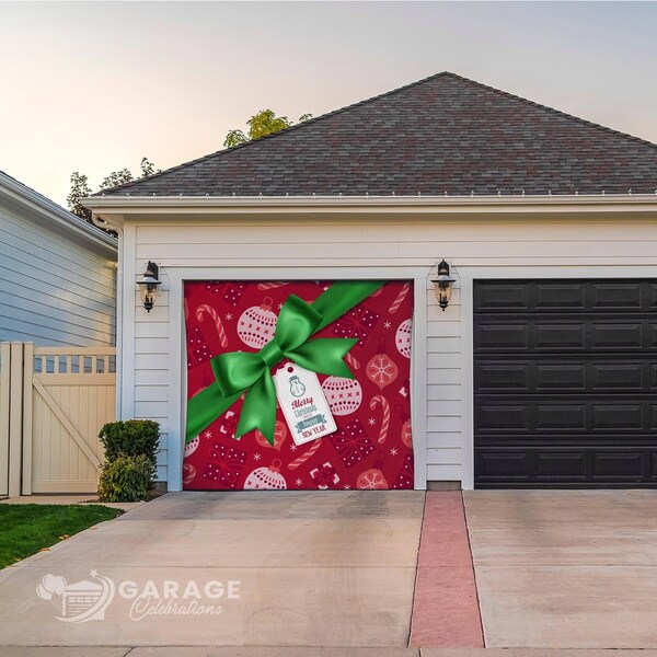Celebrations Garage Celebrations Merry Christmas and A Happy New Year 7 ft. x 8 ft. Garage Door Cover - RE1-07-08-002