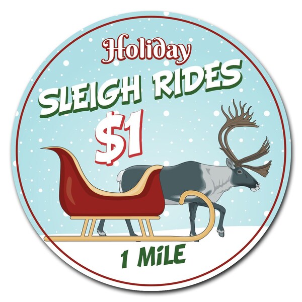 Signmission Corrugated Plastic Sign With Stakes 24in Circular-Sleigh Rides - C-24-CIR-WS-SLEIGH RIDES