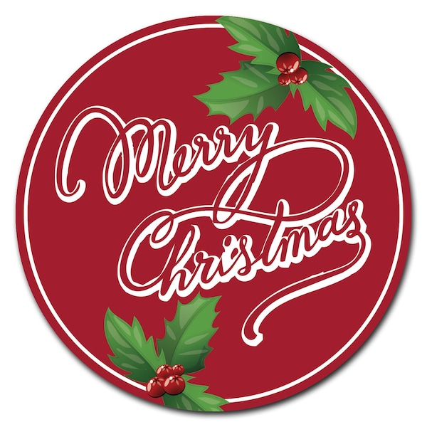 Signmission Corrugated Plastic Sign With Stakes 16in Circular-Merry Christmas 2 - C-16-CIR-WS-MERRY CHRISTMAS