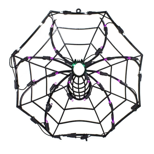 Queens Of Christmas 18 in. LED Spider Web Outdoor Window Display Light Decor - S-HWN-LED-35LSP-18