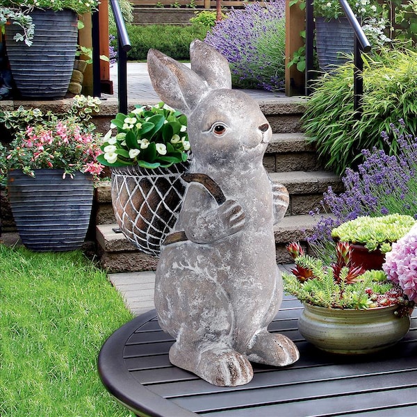 Design Toscano Bunny with Basket Bearing Gifts Easter Rabbit Statue - HT21051041