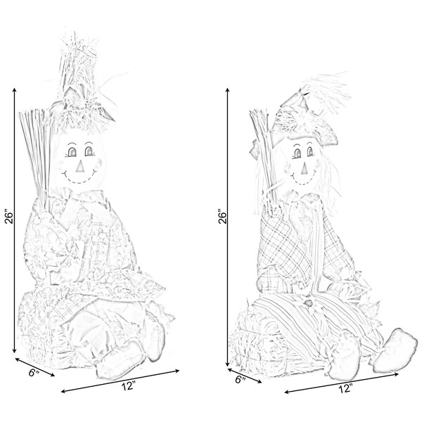 Gardenised Garden Scarecrows Sitting on Hay Bale, PK 2 - QI003719