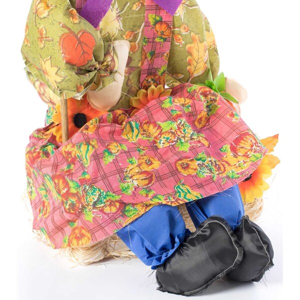 Gardenised Garden Scarecrows Sitting on Hay Bale, PK 2 - QI003719