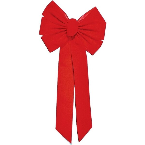 Holiday Trims Outdoor Bow, 1 in H, Velvet, Red - 7347