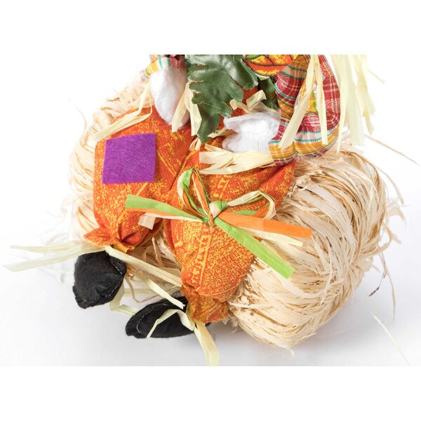 Gardenised Gardenised 13 Inch Boy and Girl Duo Scarecrow Elegantly Seated on a Rustic Hay Bales - QI003425