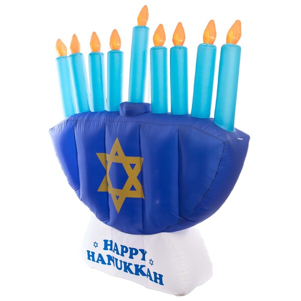 Gardenised Giant Hanukkah Inflatable Menorah - Yard Decor with Built-in Bulbs - QI003944