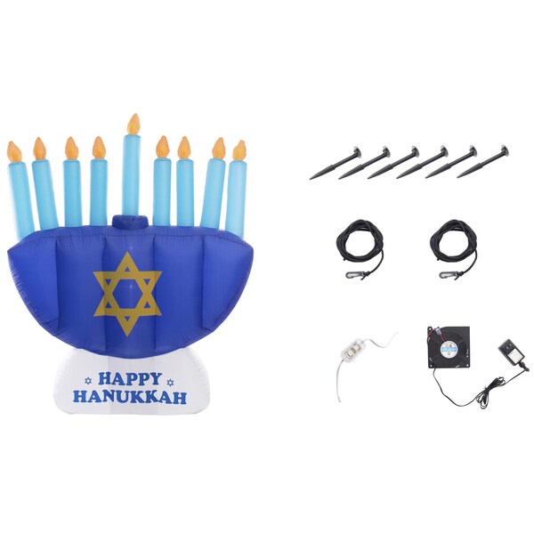 Gardenised Giant Hanukkah Inflatable Menorah - Yard Decor with Built-in Bulbs - QI003944