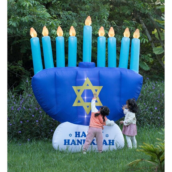 Gardenised Giant Hanukkah Inflatable Menorah - Yard Decor with Built-in Bulbs - QI003944