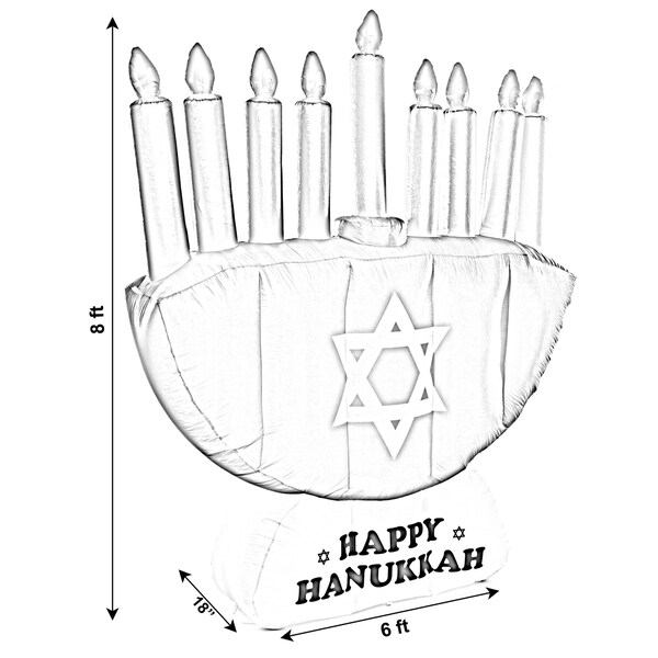 Gardenised Giant Hanukkah Inflatable Menorah - Yard Decor with Built-in Bulbs - QI003944