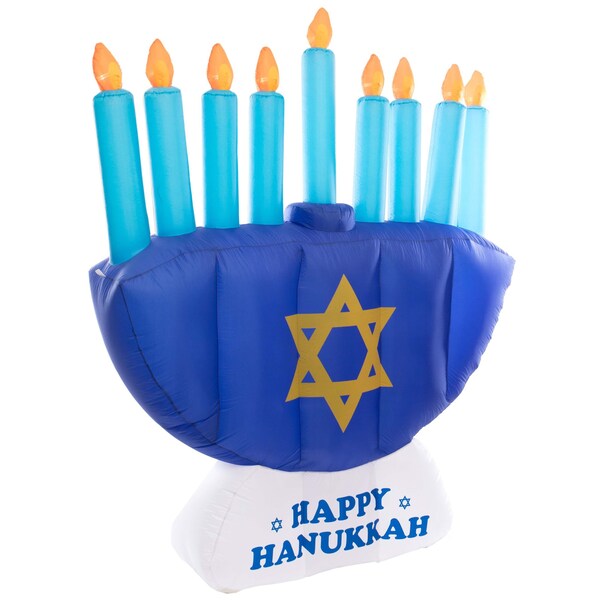 Gardenised Giant Hanukkah Inflatable Menorah - Yard Decor with Built-in Bulbs - QI003944