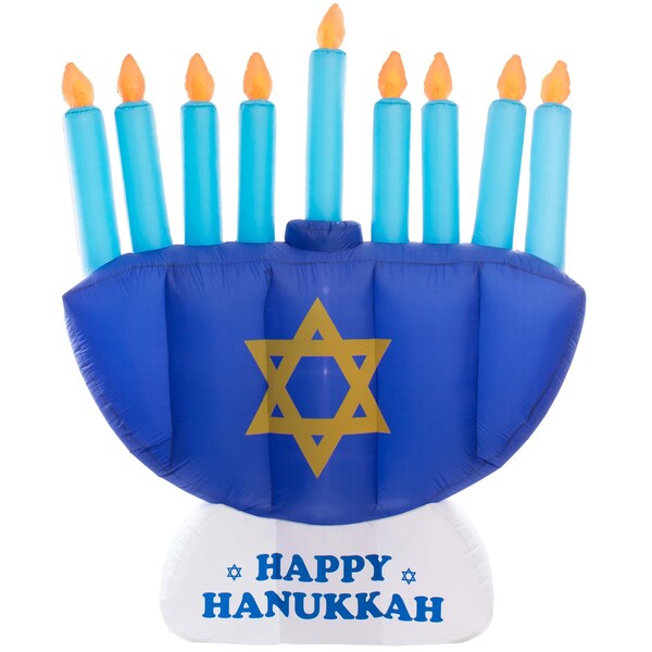 Gardenised Giant Hanukkah Inflatable Menorah - Yard Decor with Built-in Bulbs - QI003944