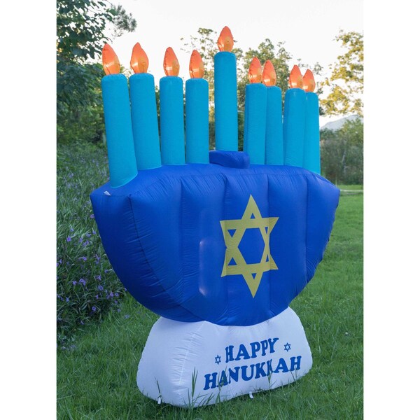 Gardenised Giant Hanukkah Inflatable Menorah - Yard Decor with Built-in Bulbs - QI003944