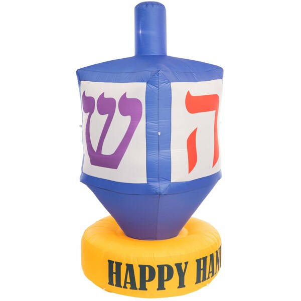Gardenised Giant Hanukkah Inflatable Dreidel - Yard Decor with Built-in Bulbs, Tie-Down Points - QI003946