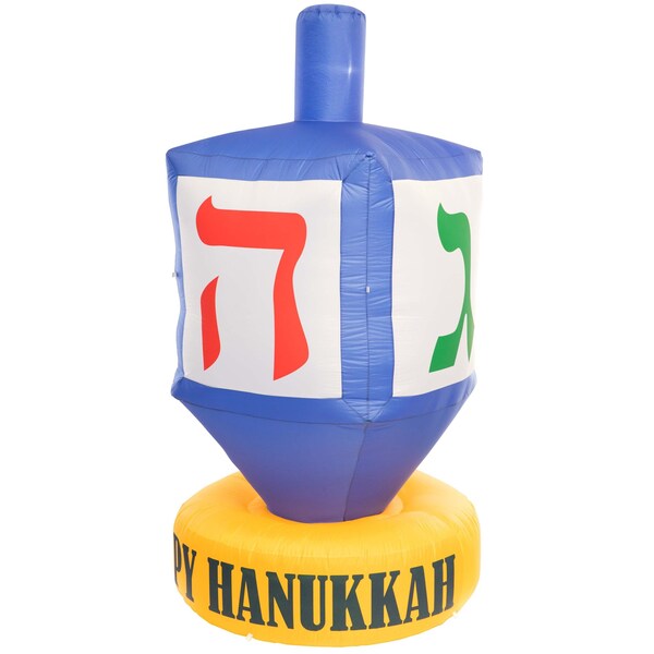 Gardenised Giant Hanukkah Inflatable Dreidel - Yard Decor with Built-in Bulbs, Tie-Down Points - QI003946