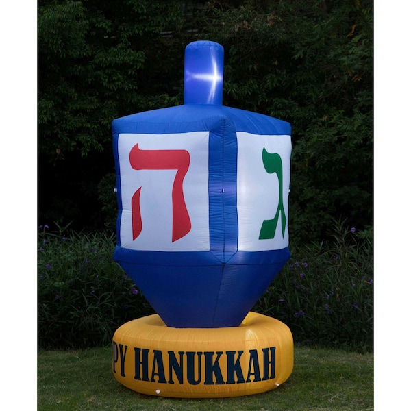 Gardenised Giant Hanukkah Inflatable Dreidel - Yard Decor with Built-in Bulbs, Tie-Down Points - QI003946