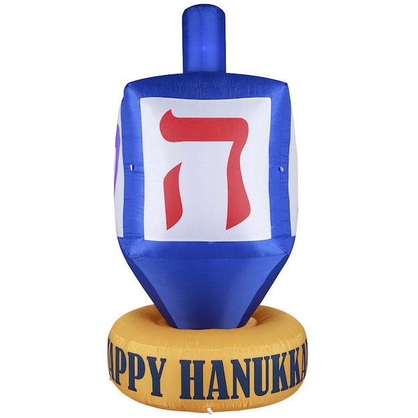 Gardenised Giant Hanukkah Inflatable Dreidel - Yard Decor with Built-in Bulbs, Tie-Down Points - QI003946