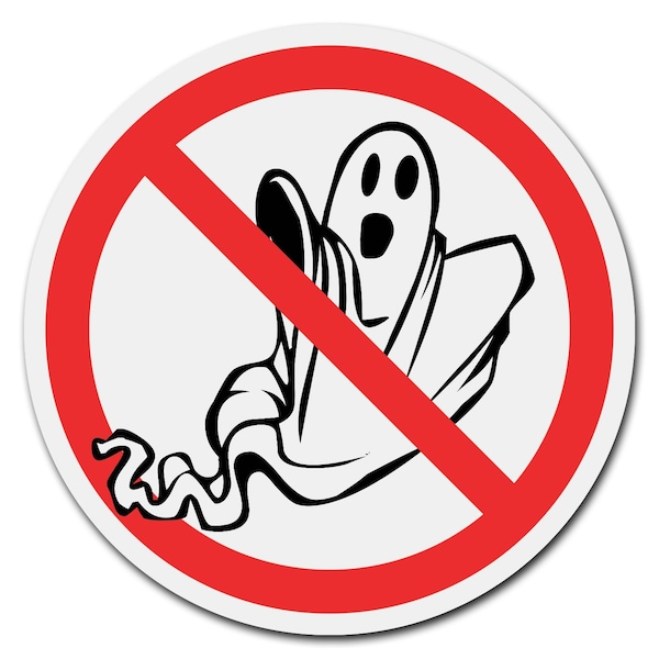 Signmission Corrugated Plastic Sign With Stakes 24in Circular-No Ghosts - C-24-CIR-WS-NO GHOSTS