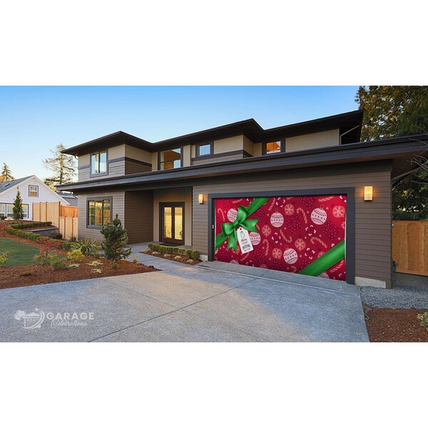 Celebrations Garage Celebrations Merry Christmas and A Happy New Year 7 ft. x 16 ft. Garage Door Cover - RE2-07-16-002