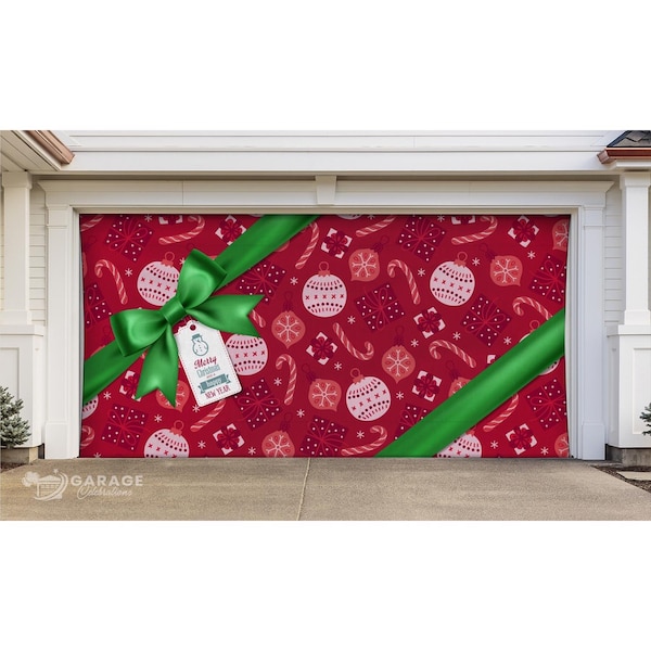 Celebrations Garage Celebrations Merry Christmas and A Happy New Year 7 ft. x 16 ft. Garage Door Cover - RE2-07-16-002