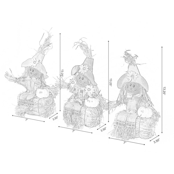 Gardenised Outdoor Fall Decor Halloween Scarecrow for Garden Ornament Sitting on Hay Bale, Straw Multicolor - QI004087