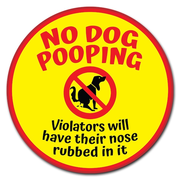 Signmission Corrugated Plastic Sign With Stakes 16in Circular-No Dog Pooping - C-16-CIR-WS-NO DOG POOPING