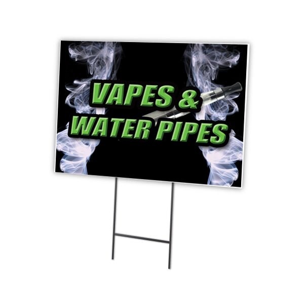 Signmission Vapes & Water Pipes Yard Sign & Stake outdoor plastic coroplast window - C-2436-DS-VAPES & WATER PIPES