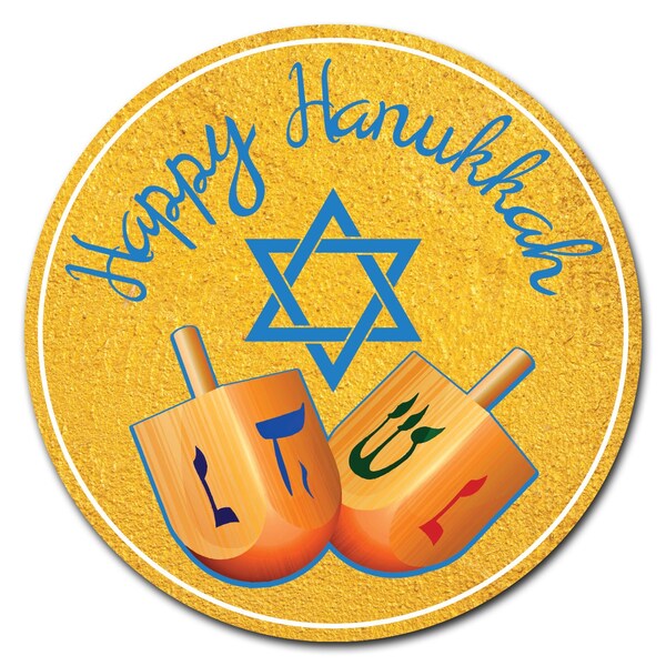 Signmission Corrugated Plastic Sign With Stakes 24in Circular-Happy Hanukkah 2 - C-24-CIR-WS-HAPPY HANUKKAH