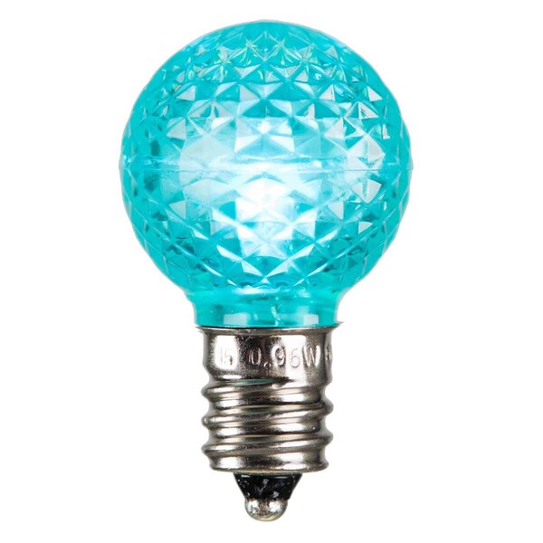 Vickerman 0.38 watt G30 Faceted LED Teal Bulb with E12 Nickel Base 25 per Bag - XLEDG3L-25