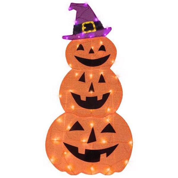Gemmy Industries Gemmy  48 in. Flat-Tastics LED Jack-O-Lantern Yard Decor, Orange, 50PK - 9086856