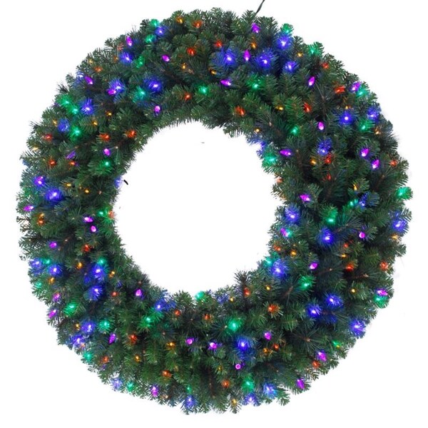 Celebrations Celebrations Platinum 26 in. D LED Prelit Multicolored Mixed Pine Wreath - MPWR26WAC6MUA