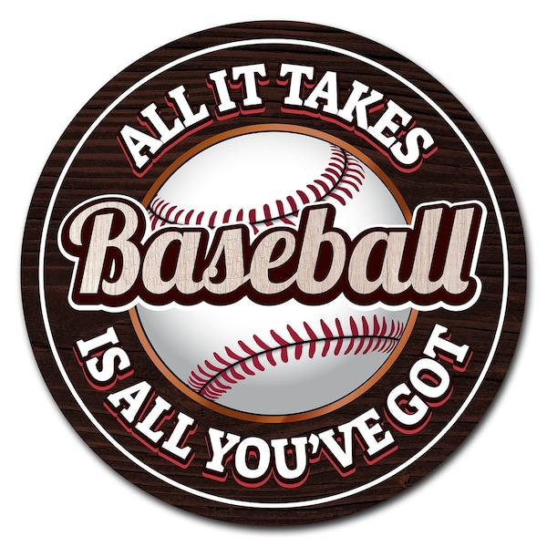 Signmission Corrugated Plastic Sign With Stakes 24in Circular-Baseball - C-24-CIR-WS-BASEBALL