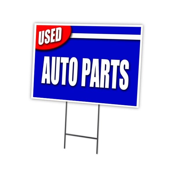 Signmission Used Auto Parts Yard Sign & Stake outdoor plastic coroplast window - C-1216 USED AUTO PARTS