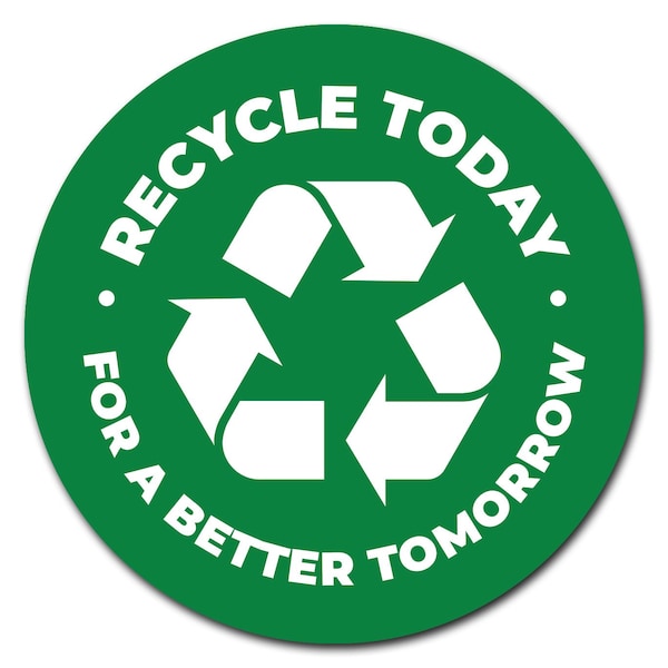 Signmission Corrugated Plastic Sign With Stakes 24in Circular-Recycle - C-24-CIR-WS-RECYCLE